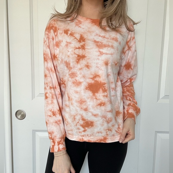 Orange and Peach Tie Dye Long Sleeve Tee - Picture 2 of 3